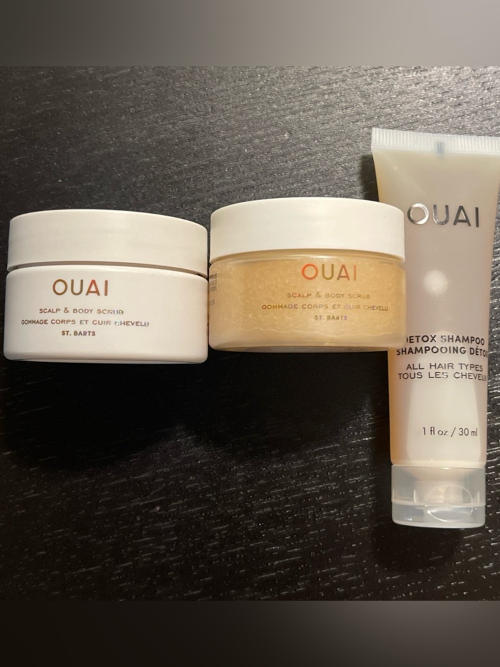 OUAI Detox Shampoo Travel Tube and 2 scrub  1oz